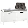 SoBuy Scarpiera Panca Contenitore - Cassapanca Salvaspazio con Cuscino Rimovibile e 2 Ante - Mobile Ingresso per Corridoio o Camera da Letto - Struttura Robusta 150kg Bianco 91x30x50cm - FSR63-II-W