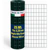M.I. Rete Zincata e Plastificata Verde, Maglia 50x75mm, Altezza a scelta: 100cm/125cm/150cm, Rotolo da 25 Metri, Filo da 2,2mm. Recinzione Giardino, Animali, Orto, Terreno. Made in Italy (Altezza 100cm)