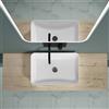 doporro Mensola Sospesa per Lavabo da Appoggio 50x140 cm in Legno Rovere Chiaro, Consolle da Parete per Bagno con Staffe, Mobile da Bagno Design Industriale Platte04
