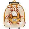 PERLETTI Trolley Giraffa Peluche da Bambini 3 4 5 Anni Arancio Marrone - Zainetto Scuola Materna Asilo Bimba Bimbo con Ruote e Spallacci - Borsa Bagaglio da Viaggio - 28x32x11 cm