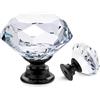 Ravinte 10 bottoni e maniglie per cassetti in cristallo, trasparenti a forma di diamante, per comò, cassetti, cucina, armadio, cassetto, maniglie - 30 mm con base nera