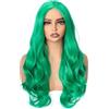 colorful panda Colorfulpanda Parrucca lunga ondulata verde da donna, riccia piena naturale per capelli sintetici, per donne, ragazze, carnevale, feste, Halloween, cosplay, 65 cm (verde)