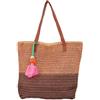 styleBREAKER Borsa a spalla intrecciata da donna bicolore, borsa da spiaggia con manici lunghi, borsa intrecciata, chiusura lampo 02012371, colore:Marrone-Marrone scuro