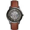 Fossil Orologio Neutra Auto da uomo, movimento meccanico automatico, cassa in acciaio inossidabile fumé da 44 mm e cinturino in pelle, ME3161, Grigio scuro e marrone scuro