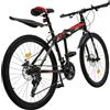 Queeucaer Bicicletta pieghevole da 26 pollici, mountain bike, per adulti, regolabile in altezza, per escursioni all'aperto, grande aiuto, appassionati di ciclismo, 21 marce, mountain bike