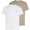 Calvin Klein 2 Pack Monologo T-Shirt J30J320199, Maglietta a Maniche Corte, Uomo, Bianco (Bright White/Aluminum), XXL