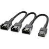 deleyCON 20cm Cavo per Ventola PWM a 4 Pin con Rivestimento in Nylon - Cavo Splitter con Cavo di Prolunga Maschio da 1x 4 Pin a 3 da 4 Pin per PC - Nero