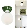 XIRYTU-H Nordico Lampada da Soffitto Vetro Applique da Parete Moderna, G9 Struttura in Metallo con Globo di Vetro Bianco, Plafoniera Compatta per Camera Bagno Corridoio (Verde)