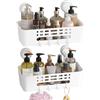 Lifewit Cestino per Doccia a Ventosa da Parete, 31 cm Mensola Doccia senza Foratura, Organizer Bagno in Plastica Rimovibile per Gel Shampoo, Gel Lavaggio viso, Bianco, 2 Confezioni