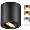 GeyouLux LED Faretto da Soffitto Dimmerabile, Orientabili, Ø80x84mm Faretti LED Soffitto incl. 5W 500LM 230V Modulo LED, 3000K/4000K/6500K Faretti Soffitto Alluminio, Rotondo（Nero）