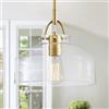 WUZUPS Chandelier Rustic Farmhouse Industrial Round Ceiling Pendant LED Light Fixture with Clear Glass Shades for Dining Room Kitchen Island Foyer Entryway, H24 W27, E27 Base, Gold