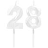 DTXLX Candela Numero 28 Bianco Compleanno | Per compleanno, matrimoni e anniversari. Decorazione per torta.