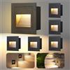 VivaLet Lampada LED Segnapasso da Incasso 6 Pezzi 3W 300LM, Luci Per Scale da Parete Per Esterni 230V 3000K, IP65 Scatola da Incasso 68 mm, 85 X 85 mm, Applique per Esterno Alluminio Nero
