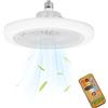 Oamger Ventilatore da soffitto con luce e telecomando, ventilatore silenzioso da soffitto, 40 W dimmerabile ventilatori a soffitto LED, portalampada E27, 6 pale, 3 velocità, timing, per soggiorno