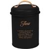 Dc Casa Set 4 Barattoli di Latta Nera - Contenitori per Caffè, Sale, Zucchero e Farina - Altezza Media 15 cm - Design Elegante da Cucina