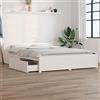 Capwee Giroletto Matrimoniale 120x200 Legno con Cassetti Letto Matrimoniale con cassetti Struttura Letto Matrimoniale Giroletto Matrimoniale con testata-Bianco-120 x 200 cm