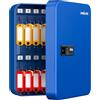 Uniclife 28 chiavi in acciaio inox con serratura a combinazione, organizer per chiavi a parete con codice resettabile, scatola di sicurezza digitale blu con ganci e grandi etichette colorate in 5