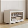 BAKAJI Scarpiera con Seduta e 2 Scomparti Interni Salvaspazio, Mobile Panca Porta Scarpe con Anta Trasparente e Base Antiscivolo per Ingresso, Camera da Letto, Ingresso 70 x 32 x 45 cm (Bianco)