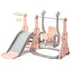 BHFFTHK Scivolo e Altalena 4 in 1 per Bambini, Parco Giochi con Arrampicata E Canestro da Basket, Scivolo da Esterno E Interno per Bambini, Set da Gioc perbambini