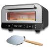 Bolkani Forno elettrico per pizza - 450 °C con pietra e pala per pizza - 1700 W, timer, luce interna, finestra - Pizza croccante in 2 minuti - Macchina per pizza professionale da casa - BOLKANI (nero)
