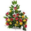 DRW Centro Fiori Artificiali Cimitero, Santi, Chiese, Anniversari, Cerimonie, Matrimonio Rosa e Giallo 50x65x25 cm