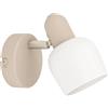 Eglo Lampada da parete per interni Corato, con faretto mobile, in metallo color sabbia e vetro bianco, per soggiorno e camera da letto, attacco E14