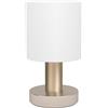 Eglo Lampada da tavolo Monetto, piccola lampada decorativa elegante per soggiorno, camera da letto, comodino, argentata, con paralume in tessuto bianco, attacco E14, altezza 18 cm