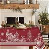 Yighty Tovaglia natalizia rettangolare, 152 x 213 cm, con albero di Natale, alce, Babbo Natale, fiocco di neve, in poliestere, impermeabile, resistente alle pieghe, durevole, per vacanze, cucina, inverno e