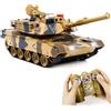 Supdex Carro Armato Telecomandato USA M1A2 1/24 - Modellino da Combattimento con Effetti Sonori, Fumo, Rinculo e Torretta Rotante - Giocattolo Realistico per Bambini e Adulti