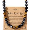JSDDE Collana con perle in pietre e cristalli naturali per uomo e donna, tripla protezione in occhio di tigre, ossidiana, ematite, pietre preziose, gioielli amuleto regalo spirituale compleanno