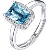 Suplight Anello Donna Argento 925 Con Pietra Quadrata Acquamarina Anello Donna Regolabile con Pietra Blu Con Confezione Regalo