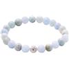 BERGERLIN Bracciale in vera pietra naturale con perle in argento sterling 925 e perle di pietra naturale da 8 mm, con certificato di autenticità, XS-S, Argento sterling