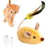 Zinueen Giocattolo elettrico per gatti Magic Mouse gatto interattivo con coda di piume e campana, ricarica USB, per gatti e contro la noia