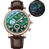 Tiong Classico orologio analogico multifunzionale da uomo, orologio orario luminoso cielo stellato fase lunare, Moon Phase-10