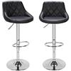 BAKAJI Set 2 Sgabelli da Bar Cucina Seduta e Schienale in Ecopelle Similpelle Base in Metallo Cromato con Poggiapiedi Sgabello Design Moderno Girevole con Altezza Regolabile (Nero)