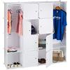 Relaxdays 10021969_49 Armadio Guardaroba Componibile, 12 Scomparti, Sistema a Incastro, Plastica, 145,5x145,5 cm, Bianco