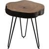 FineBuy Tavolino Legno Massello Sheesham Metallo 35 x 46 x 35 cm | Tavolo Soggiorno Country Stile | Tavolo Decorativo con Gambe in Metallo | Tavolino da caffè Fetta Tronco D'albero