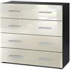 Vladon Madia Pavos, mobile con 4 cassetti, nero opaco/beige lucido (76 x 72 x 35 cm)