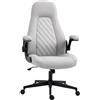 Vinsetto Sedia da Ufficio Ergonomica con Braccioli Ribaltabili, Sedia da Scrivania con Altezza Regolabile e Funzione Reclinante, 67x70x112-122 cm, Grigio