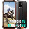 Blackview BV4800 SE Android 15 Rugged Smartphone 2025, 12GB+64GB+2TB Espansione,