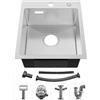Sofetiy Lavello da cucina 40 x 45 cm, in acciaio inox 304 rettangolare, con sifone, lavabo da cucina per sottolavelli a partire da 40 cm di larghezza, 1 lavello da incasso in acciaio inox