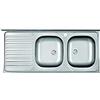 Mabel srl MABEL Lavello Cucina 2 Vasche a destra con Gocciolatoio Lavabo da Appoggio Lavandino Cucina Acciaio Inox Spazzolato Facile da Pulire Profondità Vasche 15cm - L 120cm x P 50cm Lavello cucina 120cm
