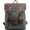 DRF Zaino Casual porta laptop/pc tablet in Tela e Pelle Vintage Altezza 45cm SKU:BG-40 (Verde)