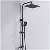 Auralum Colonna Doccia senza Miscelatore, Colonna Doccia con Saliscendi Regolabile 74-109cm Adattarsi ai Fori Esistenti, Set Doccia con Soffione e Doccetta Adatto a Miscelatore Doccia Esterno, Nero