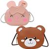 Forreen 2 Pezzi Borsa a Tracolla per Bambini Mini Borsa Principessa Borsa a Tracolla con Animali dei Cartoni Animati Grazioso Coniglietto Orso Bruno Crossbody Bag per Ragazzi Ragazze Bambini