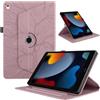 Oduio Custodia per iPad 9/8/7 (10,2 Pollici, Modello 2021/2020/2019, 9a/8a/7a Generazione) Pelle PU Flip Tablet Case con Supporto Girevole di 360° Protettiva Cover AntiGraffio Antiurto, Rosa Oro