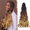 FESHFEN French Curls Braiding Hair - 3 Pezzi Loose Wave Curly Braids Extension Ombre Marron Sintetici Estensioni Capelli per Treccine Ondulati Braiding Trecce per Donne, 60 cm T1B/30/27#
