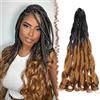 FESHFEN French Curls Braiding Hair - 3 Pezzi Loose Wave Curly Braids Extension Sintetici Estensioni Capelli per Treccine Ondulati Braiding Trecce per Donne, 60 cm Marrone Ombre