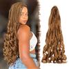FESHFEN French Curls Braiding Hair - 3 Pezzi Loose Wave Curly Braids Extension Auburn Sintetici Estensioni Capelli per Treccine Ondulati Braiding Trecce per Donne, 60 cm