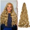 FESHFEN French Curls Braiding Hair - 3 Pezzi Loose Wave Curly Braids Extension Marrone Dorato Sintetici Estensioni Capelli per Treccine Ondulati Braiding Trecce per Donne, 60 cm